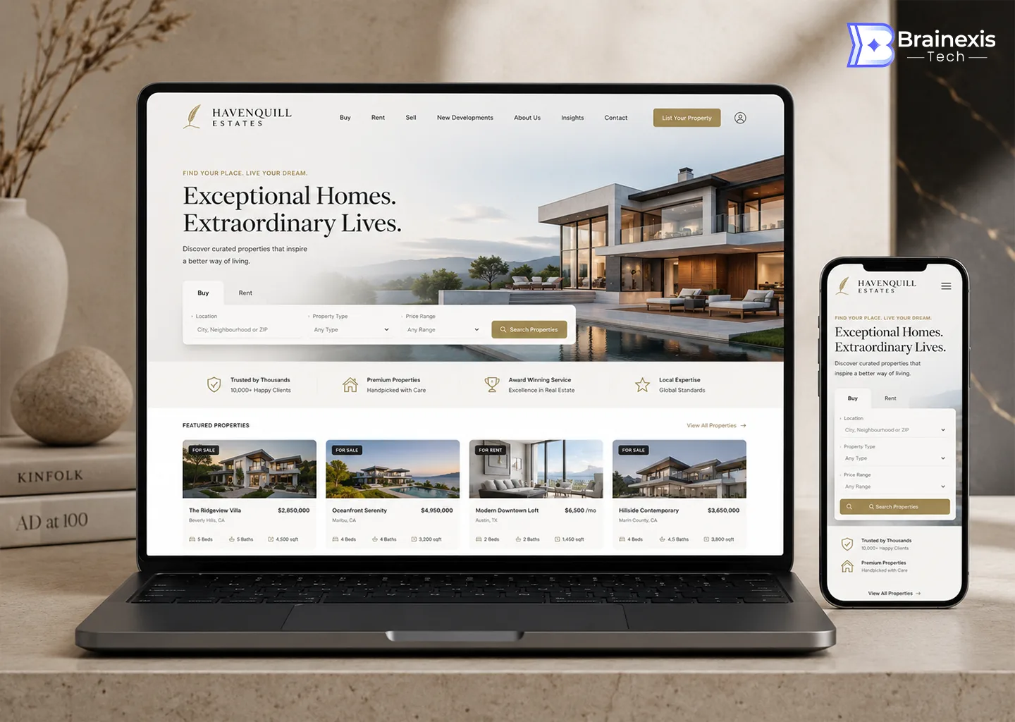 Havenora Real Estate Platform design mockup